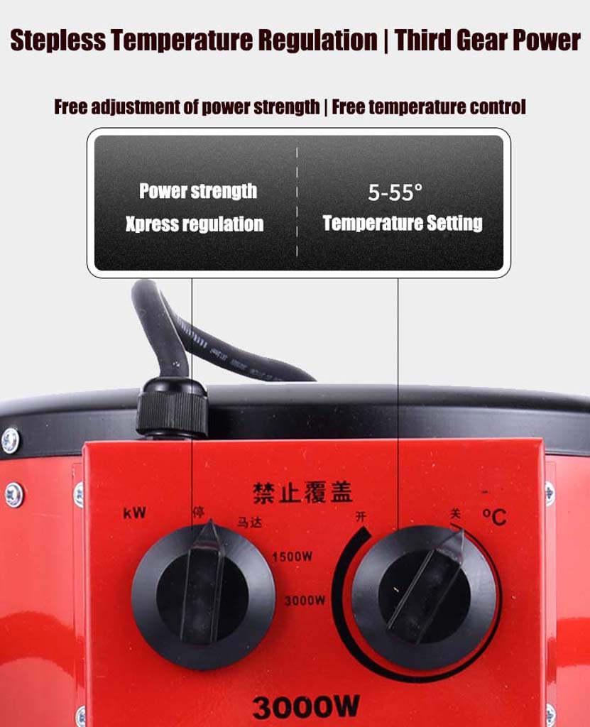 Calentador industrial,220~380V /3~9KW Soplador de aire caliente | Tubo de calentamiento de acero inoxidable - Calentador de alta potencia Ahorro de energía - Adecuado para crianza de 20-90㎡
