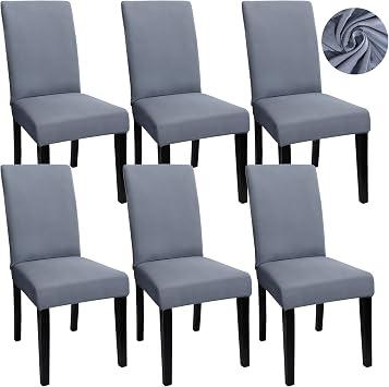 6Pack Dining Room Chair Covers,Stretch Chair Cover,Washable Removable Dining Chair Covers,Parsons Chair Slipcover for Dining Room Home Hotel Kitchen Party BanquetGrey