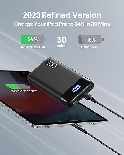 Miniatura 4 de INIU Cargador portátil, 22.5 W 20000 mAh USB C entrada y salida de carga rápida y cable USB C a USB C, 100 W 2 unidades de 6.6 pies PD 5A carga