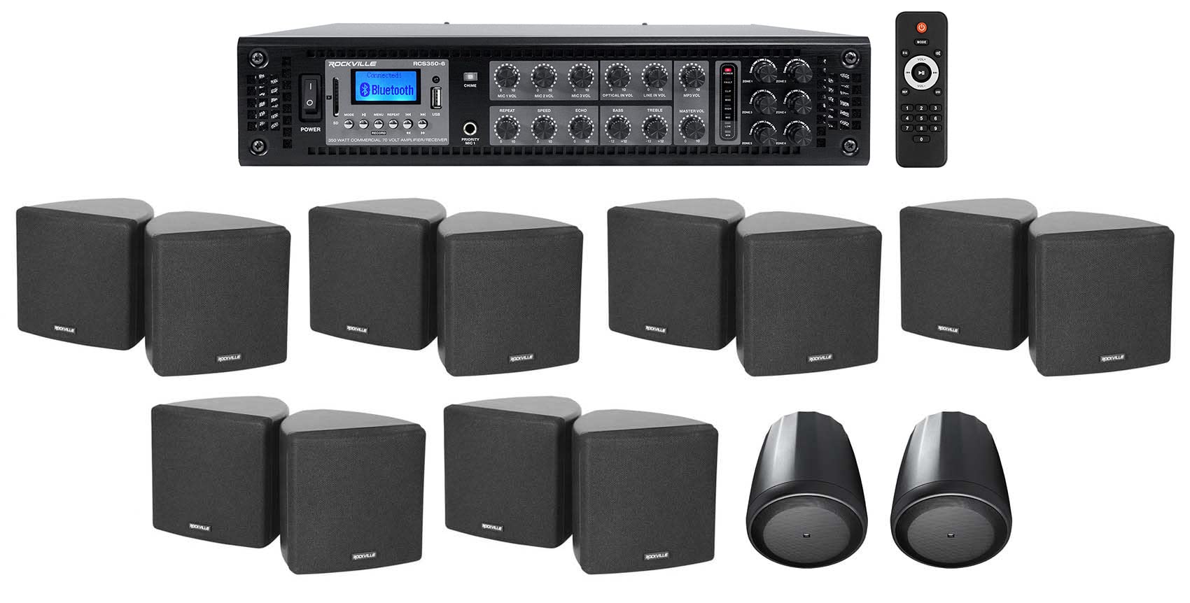 Rockville 6-Zone Amp+(12) 3.5