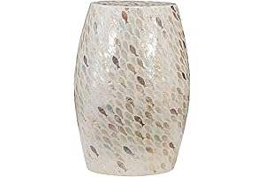 Fish Capiz Drum Linon Josie Coastal Side Table