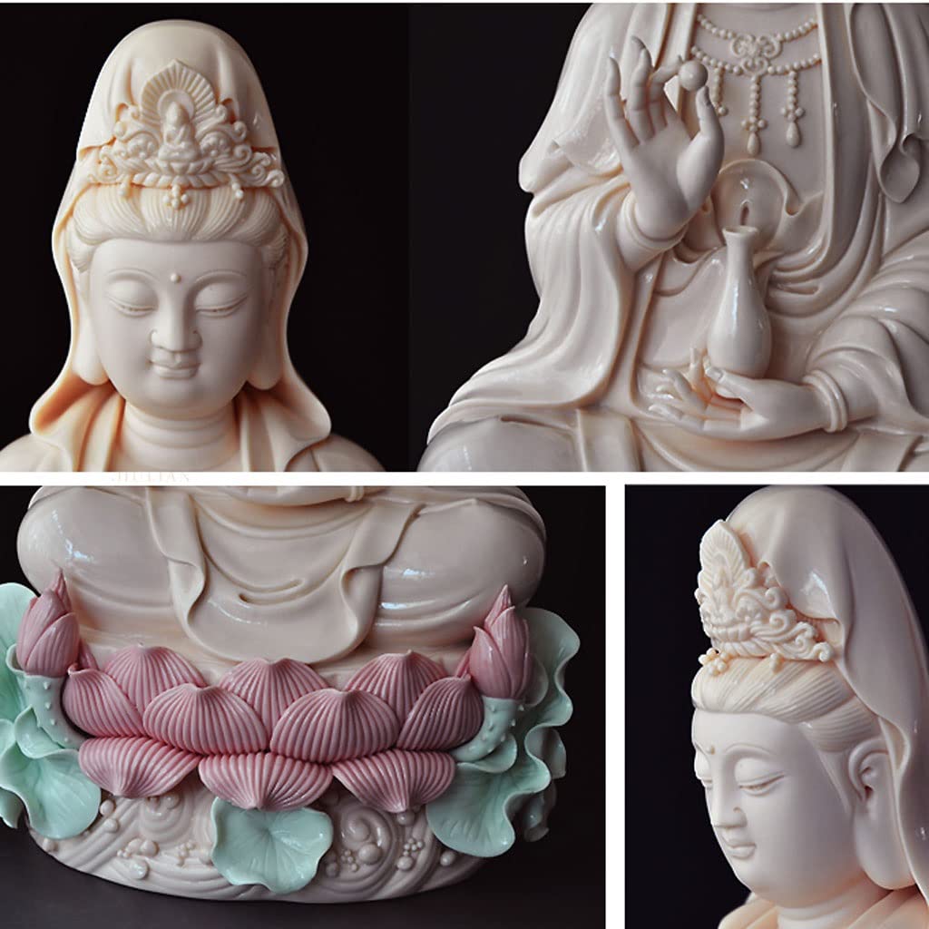 Amazon｜仏像の装飾、女性仏観音像観音慈悲の女神 12 インチ、ロータス