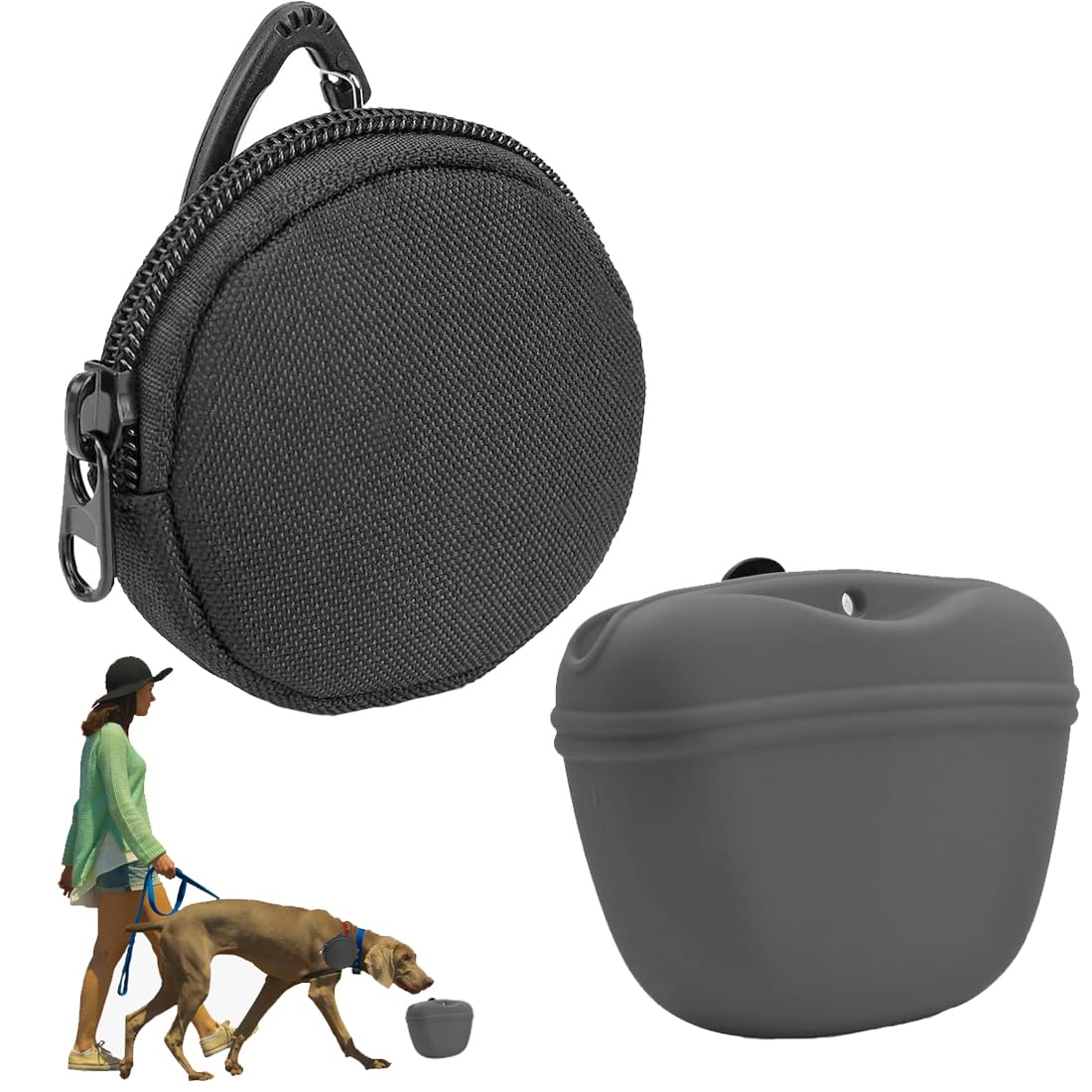 YEAPEAK 2 Piezas Bolsa Premios Perro Adiestramiento, Bolsas De Silicona para Perros, Bolsa Premios Perro Adiestramiento, Kit De Entrenamiento para Perros, Bolsas De Golosinas Portátiles para Perros