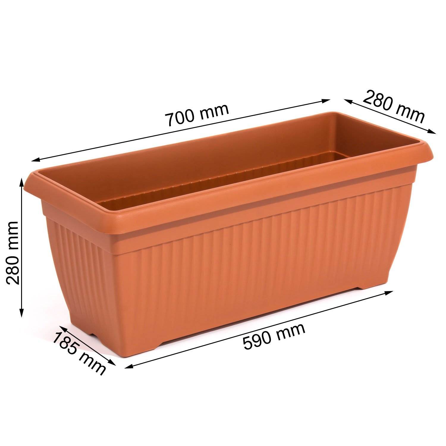 Riesiger Balkonkasten Blumenkasten 70 x 28 cm 30 Liter Blumentopf terra  braun: Amazon.de: Garten