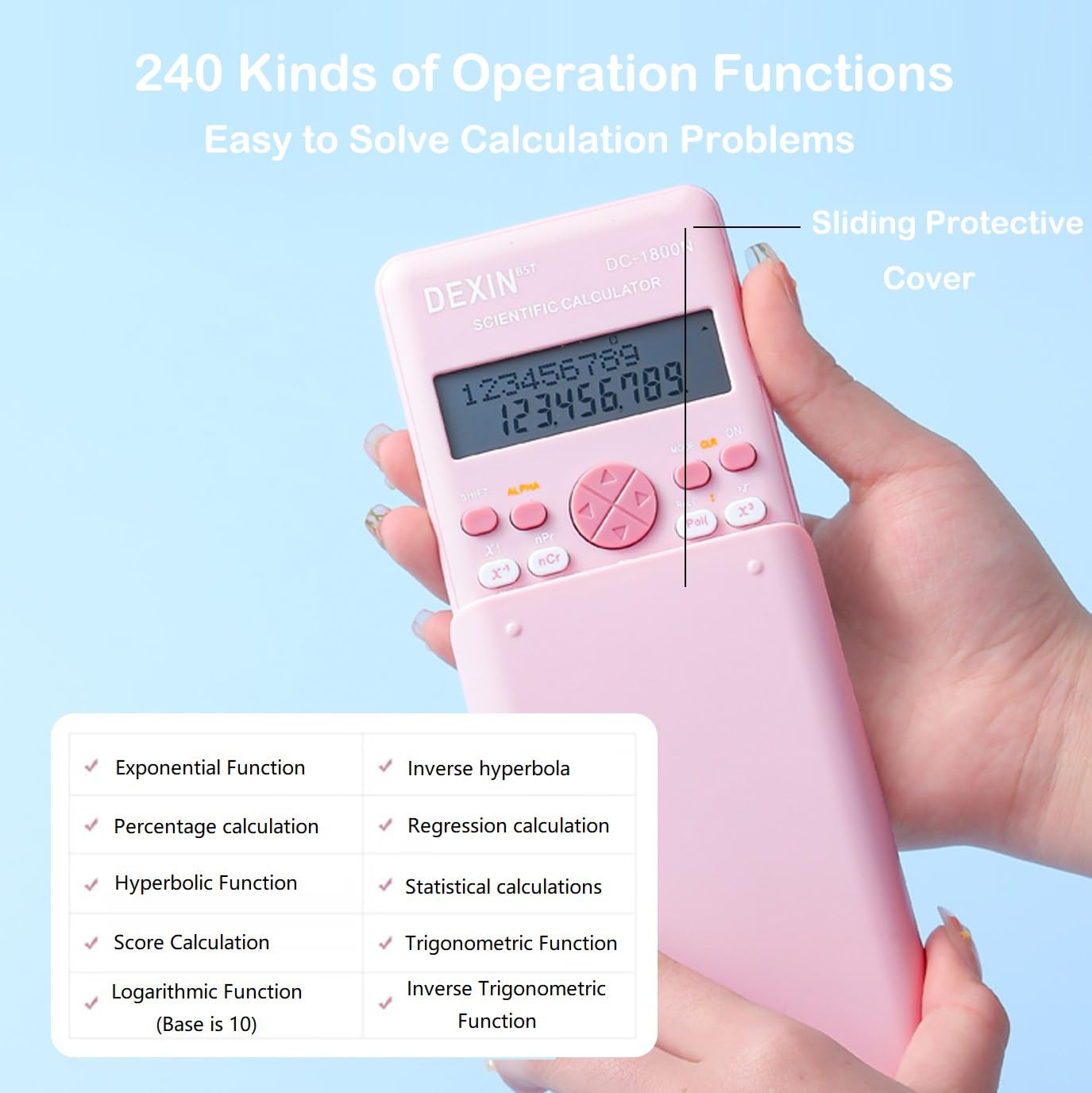 Amazon.co.jp: 学生用関数電卓、240機能2ライン標準関数電卓、かわいい