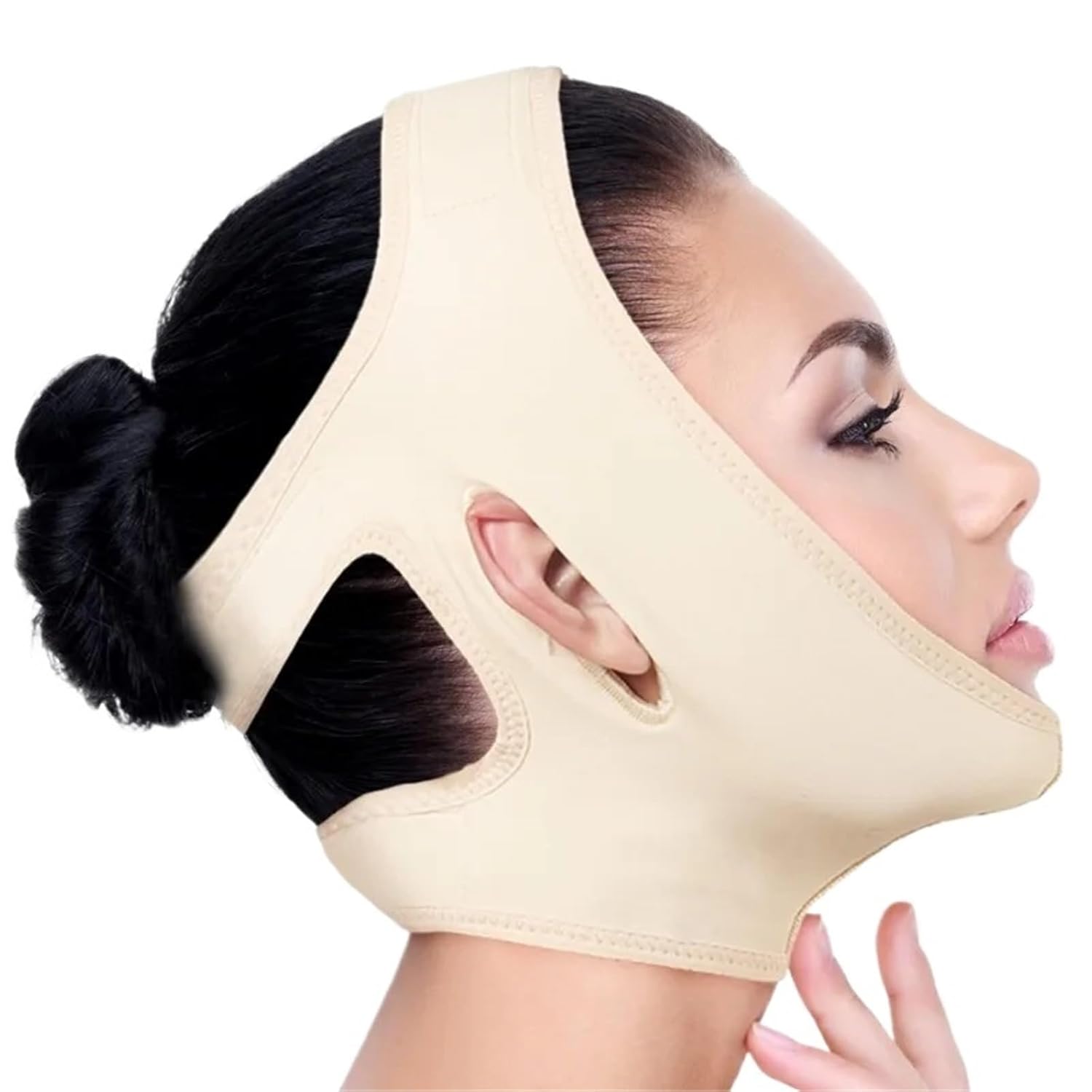 Face Toning Belt 1pc Face Lift Up Mask Cheek Chin Neck Slimming Thin Belt Strap Facial(Beige)