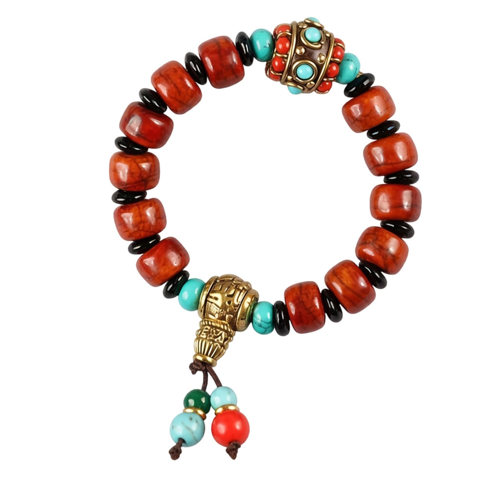 Cadena de muñeca verde turquesa elástica espiritual cuentas 8