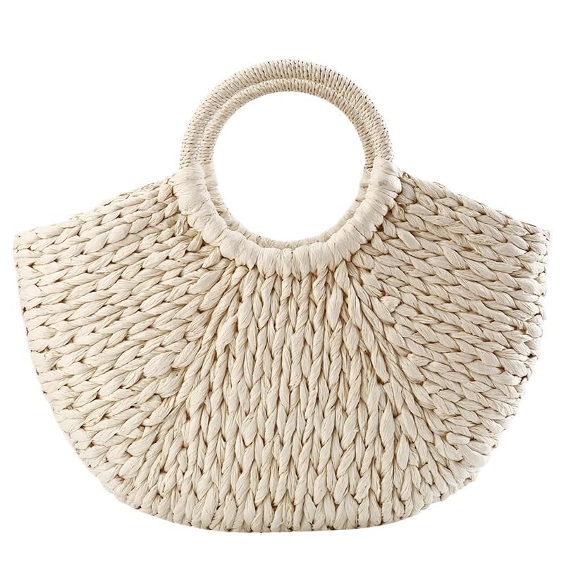 Straw Bag Women Handbag Rattan Wicker Straw Woven Half-round Bag Large Capacity Female Casual Travel Tote Fashion Bolsos