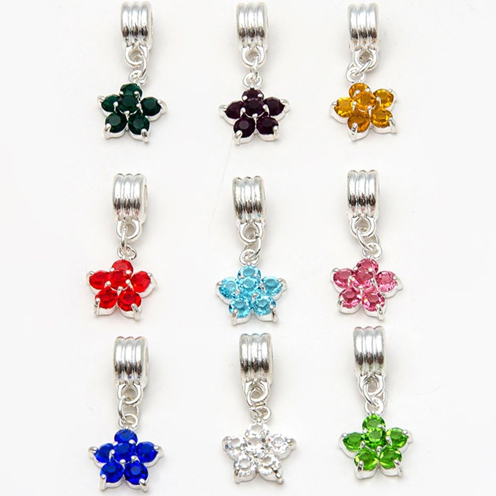 RUBYCA 10Pcs Flower Dangle Pendant Charm Beads Crystal Rhinestone European Bracelet Amber Gold, 10 Pcs - Image 4