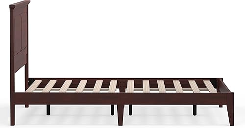 Miniatura 6 de Glenwillow Home Cama de plataforma de madera maciza estilo cabaña en tamaño matrimonial - Cereza clásica