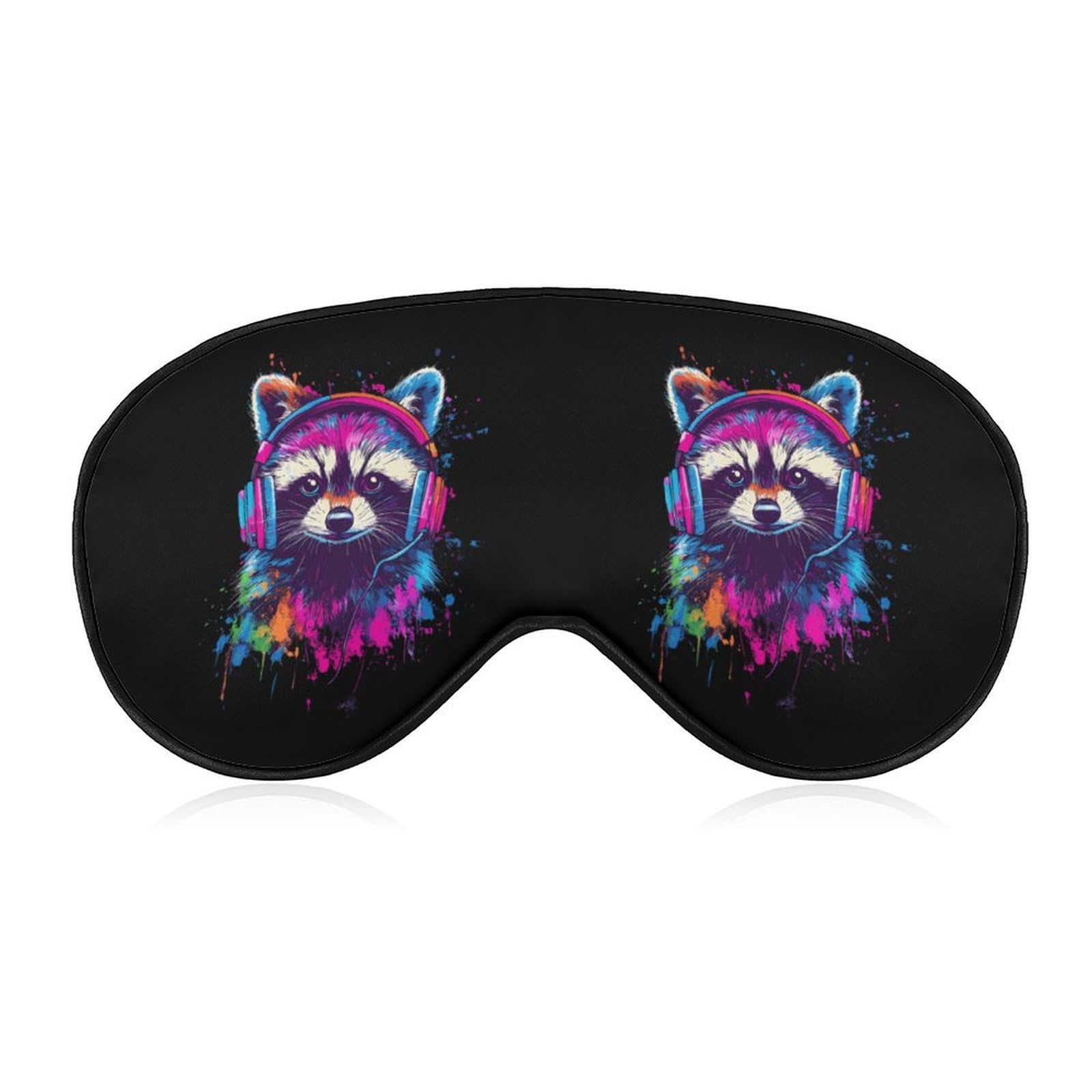 Music Enjoy Raccoon Sleep Mask Eye Shade Cover Adjustable Strap for Travel Lunch Break Women Men