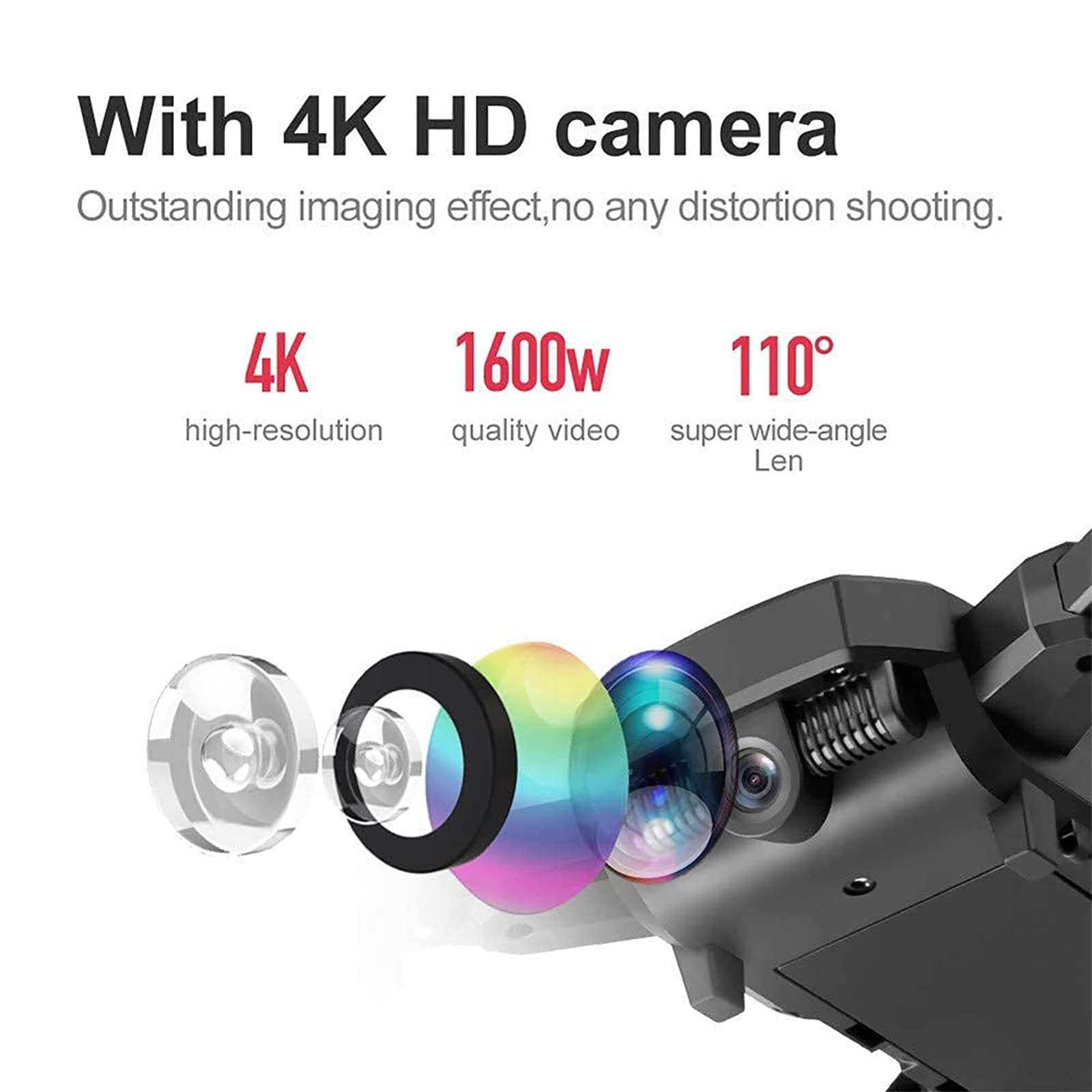 Dron 4K, samolot zdalnie sterowany Antena HD Czteroosiowy samolot z dwoma kamerami, składany 15 minut czasu lotu pozwala na zdjęcie gestem, dla początkujących