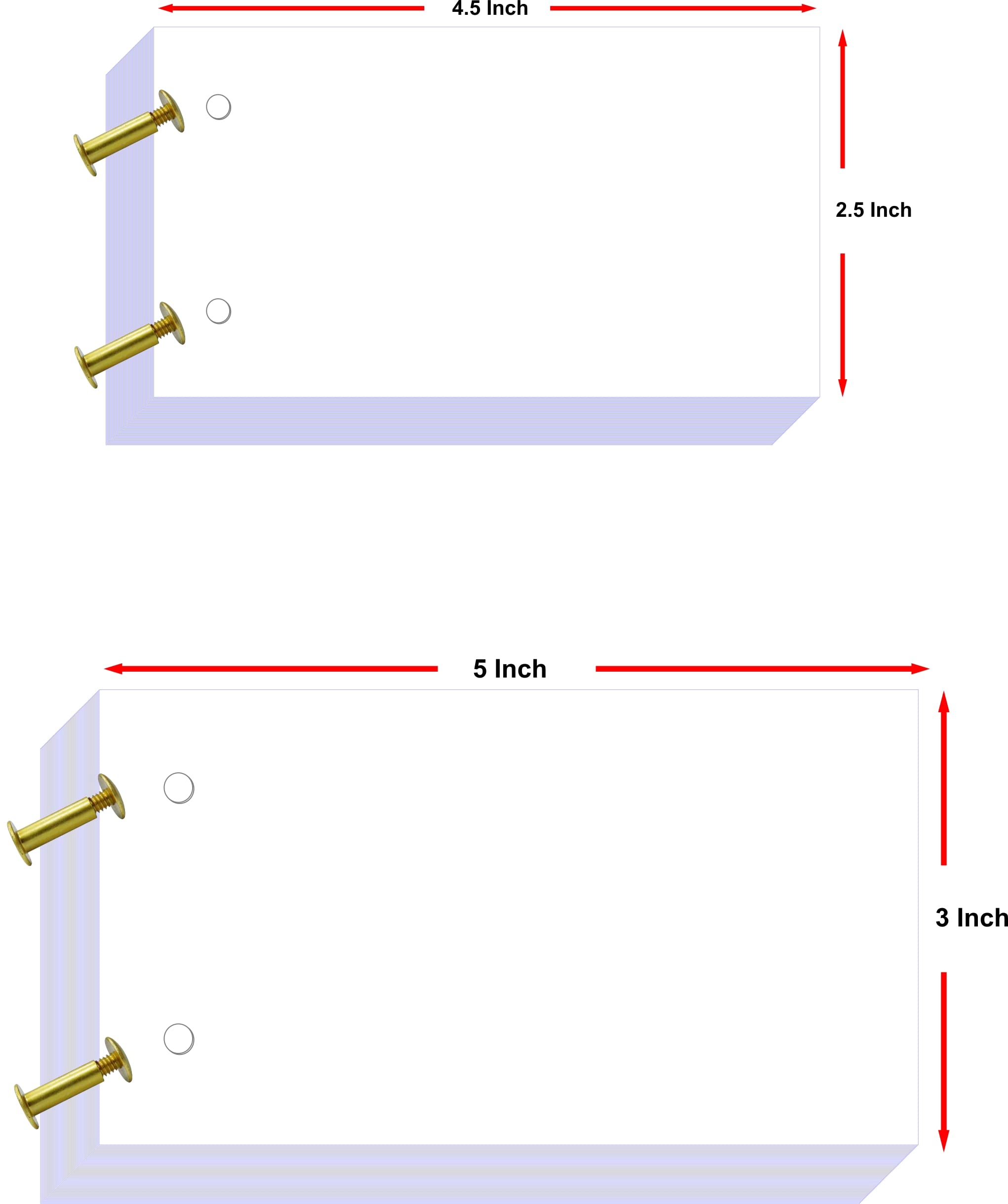 IMPRINT 10 Flip Books in 2 Sizes, 5 Small Size (2.5 Inch x 4.5 Inch) and 5 Big Size (3 Inch x 5 Inch) with 20 Brass Screws for Binding Purpose 3