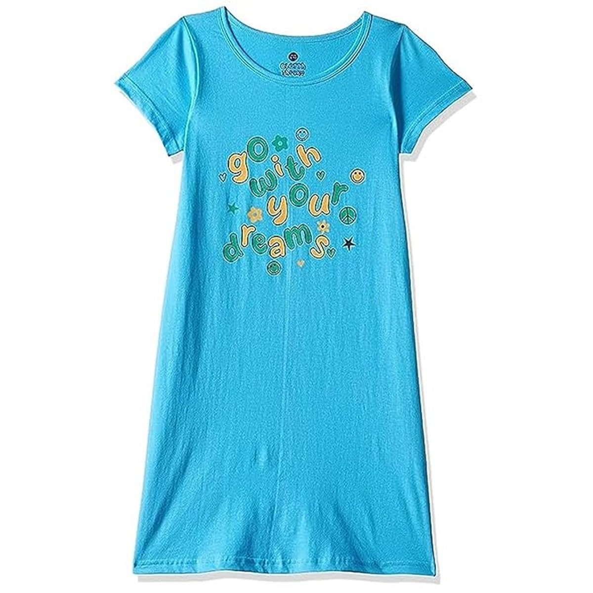 Cloth Theory Cotton Knee Length Girls T-Shirt Nightdress Regular Nightgown (CTGSW_023_Orange & A.J.Blue_9-10 Years) - Image 4 thumbnail