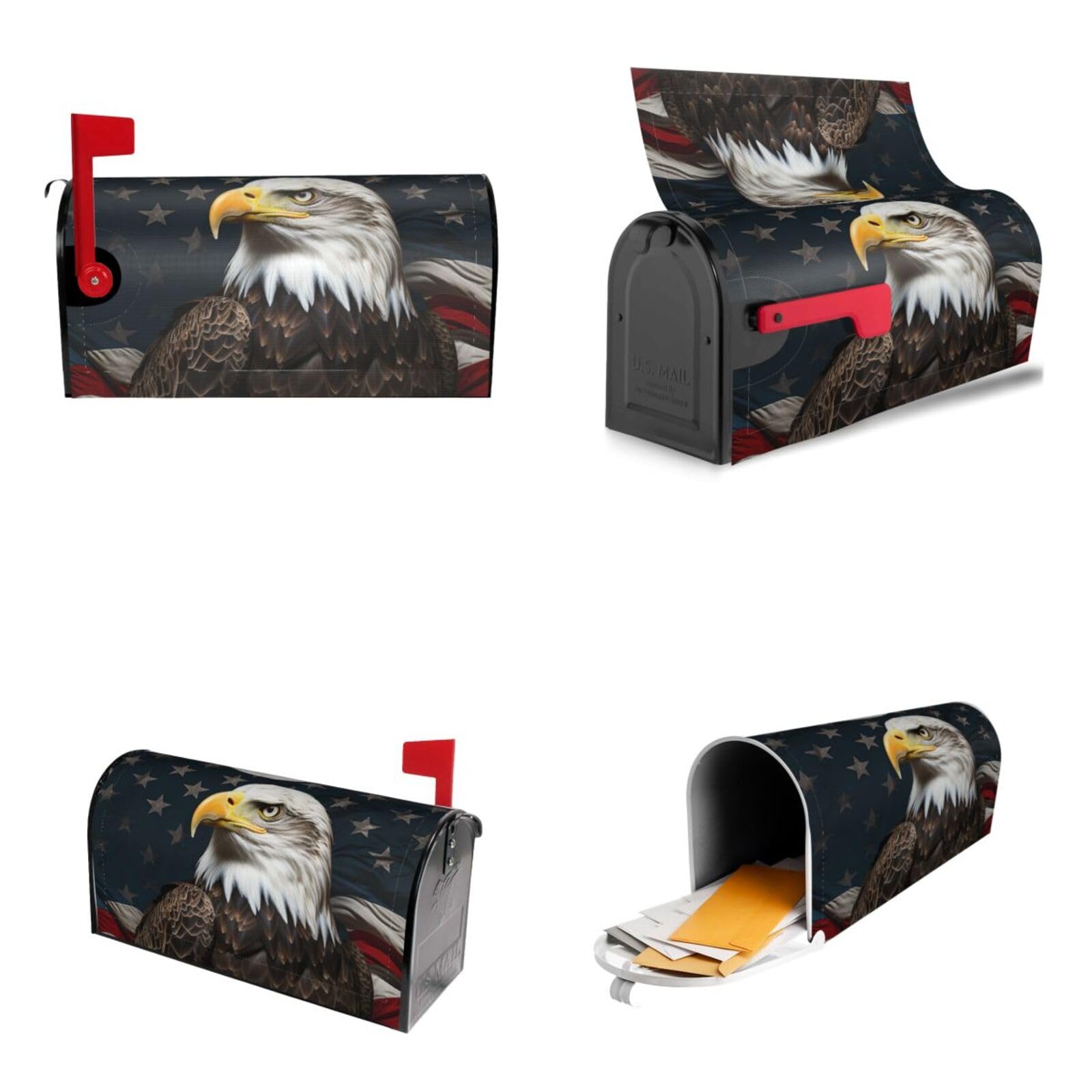 American Bald Eagle Mailbox Covers Magnetic Wraps Post Letter Box Cover Garden Home Decor 25.5x21 in