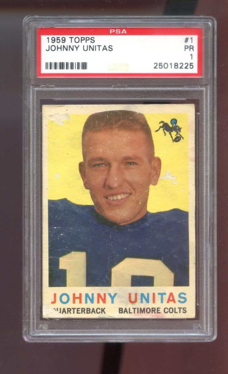 1959 Topps #1 Johnny Unitas John Unitas PSA 1 Graded Football Card NFL Baltimore Colts