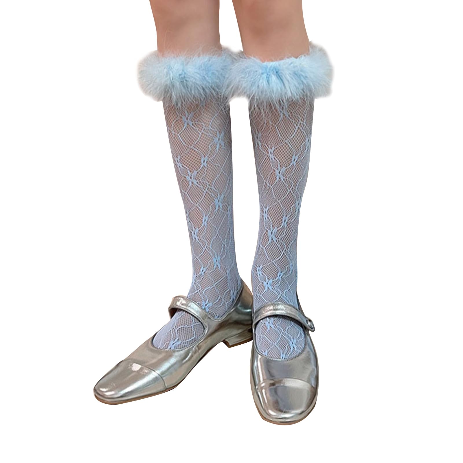 Ldabrye Womens Lace Socks Mesh Lace Skinny Socks Knee High Sheer Socks Japanese Girl Campus Style Socks for Skirt