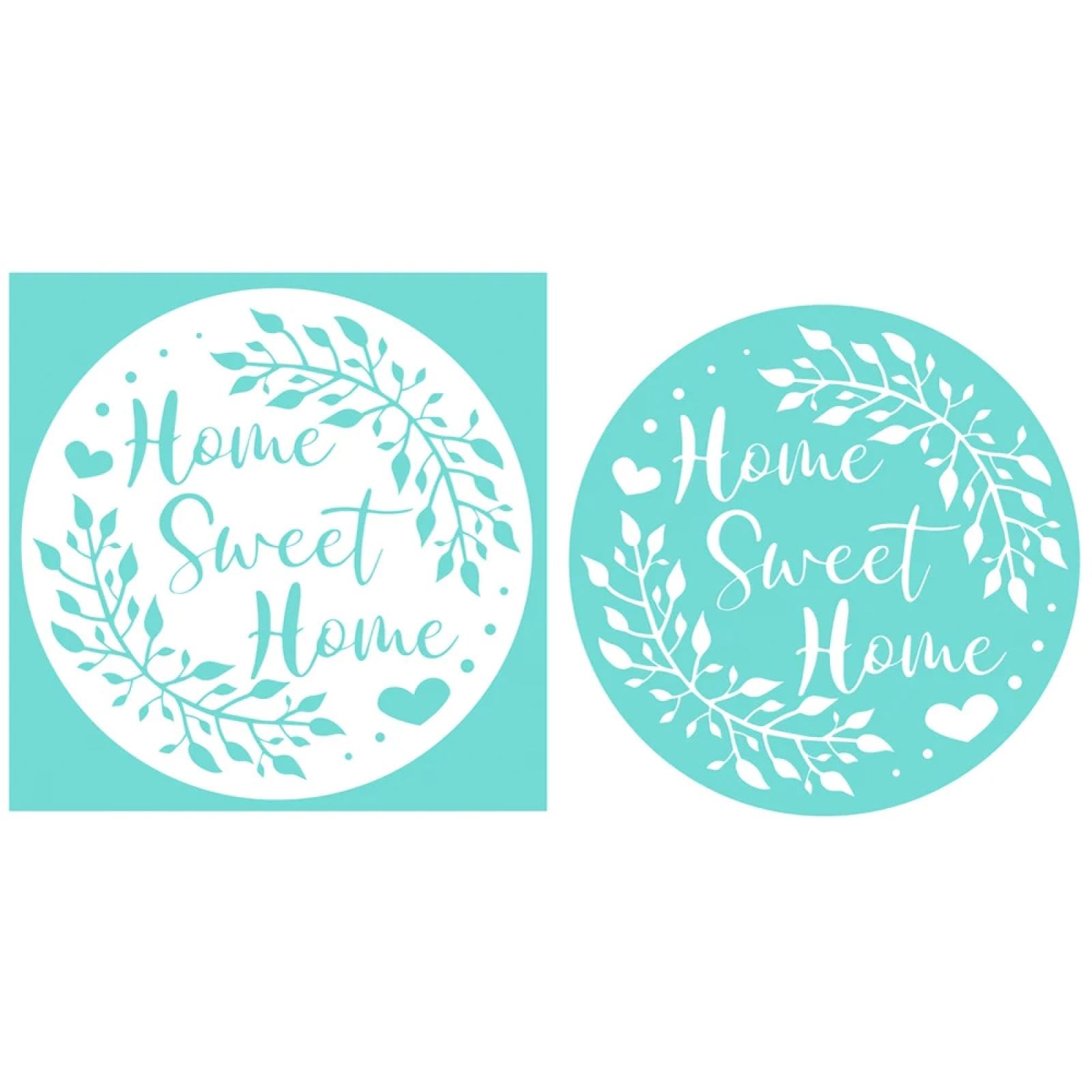 MANGOUSONG Screen Printing Kit,25.3x25.3cm Home Sweet Home Silk Screen Stencils Reusable Silkscreen Print Kit for Printing Handbag Decoration Template ?Seal Tool