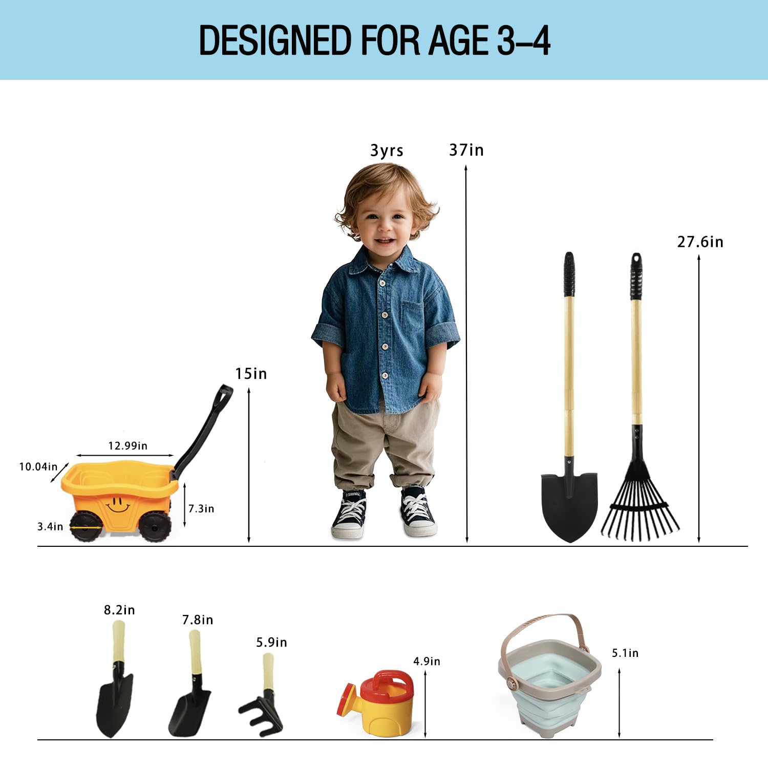 Set di carriole da giardinaggio per bambini, pala e rastrello per scavare, attrezzi e attrezzature da giardino, giocattoli estivi Sand Paracx