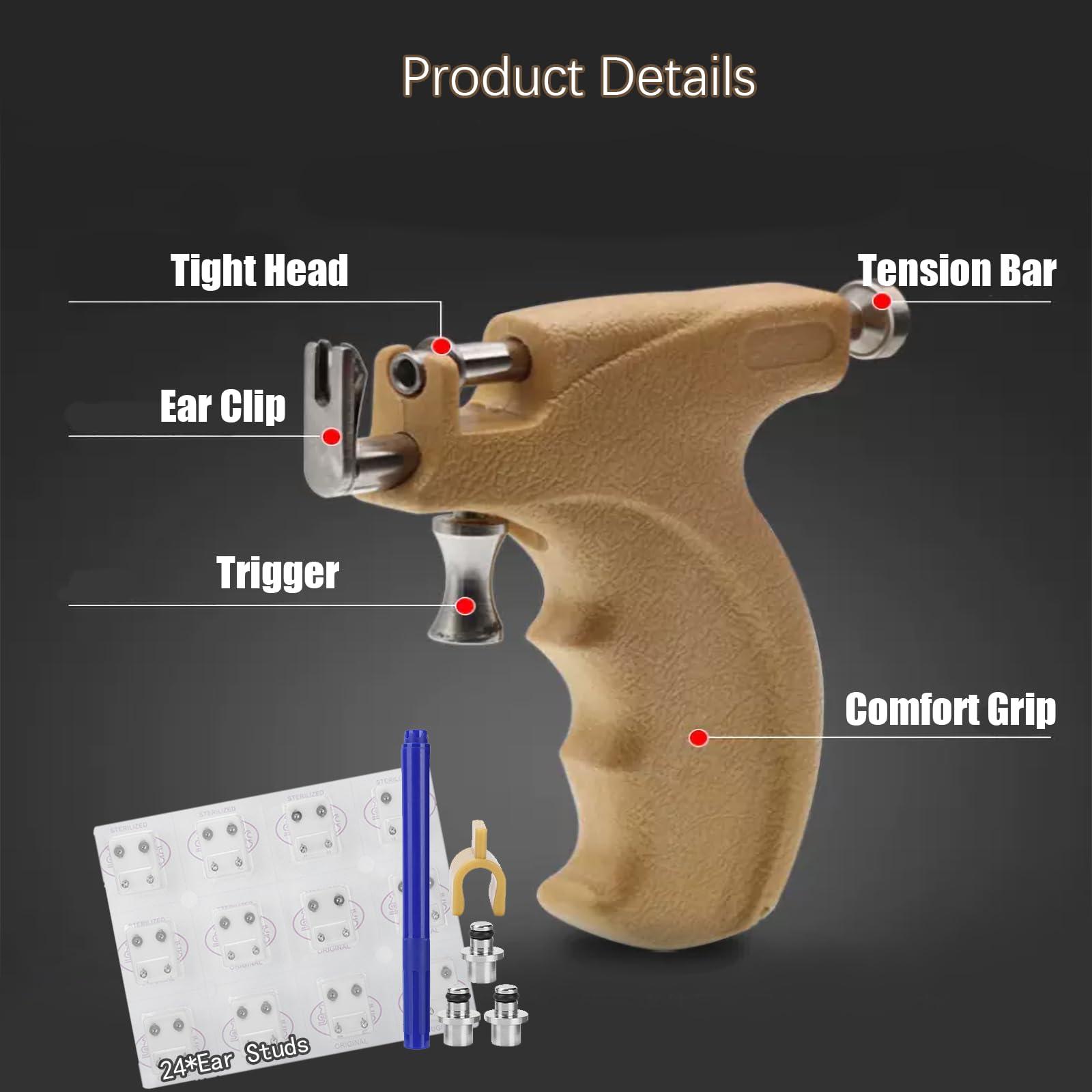 ANKROYU Ear Piercing Gun Kit, Nose Piercing Kit, Reusable Stainless Steel Body Piercing Gun, Piercing Instrument Tool Kit for Nose Navel Ear