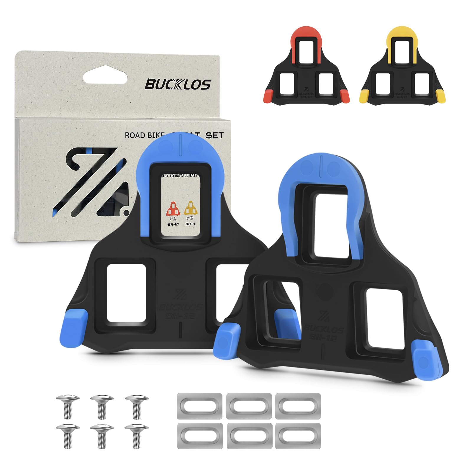 AEYINO SPD SL Cleats for Road Bike Cycling Shoes Compatible with Shimano Pedals-BH10/BH11/BH12 Float Cleats for Indoor Peloton & Outdoor Bicycle Training