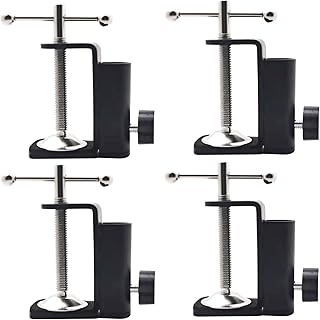 4PCS Heavy Duty Metal Table Mounting Clamp Desktop Clamp for Microphone Stand with Adjustable Positioning Screw (Black)
