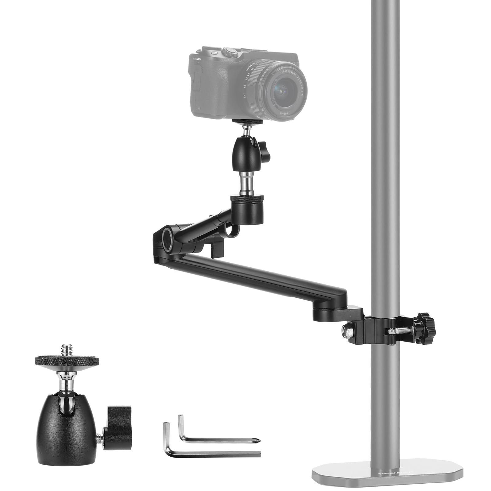 NEEWER Camera Desk Mount Auxiliary Holding Extension Arm with 30-35mm Clamp, 5/8" Baby Pin, 1/4" Screw, Ball Head for DSLR Camera, LED Video Light, Microphone, Live Streaming, Video Recording, DS015