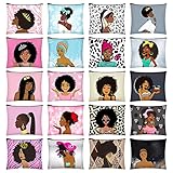 Sweetude 20 Pieces African American Cosmetic Bags Black Women Makeup Bags Afro Queen Canvas Makeup Bags Zipper Pouches for Women Melanin Art Toiletry Purse Travel Accessories Inspirational Gift