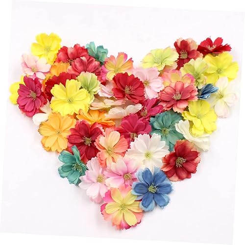 Miniatura 7 de VOSAREA 50 piezas de flores frescas florales a granel, cabezas de flores artificiales, cabezas de flores, decoraciones de flores de seda para