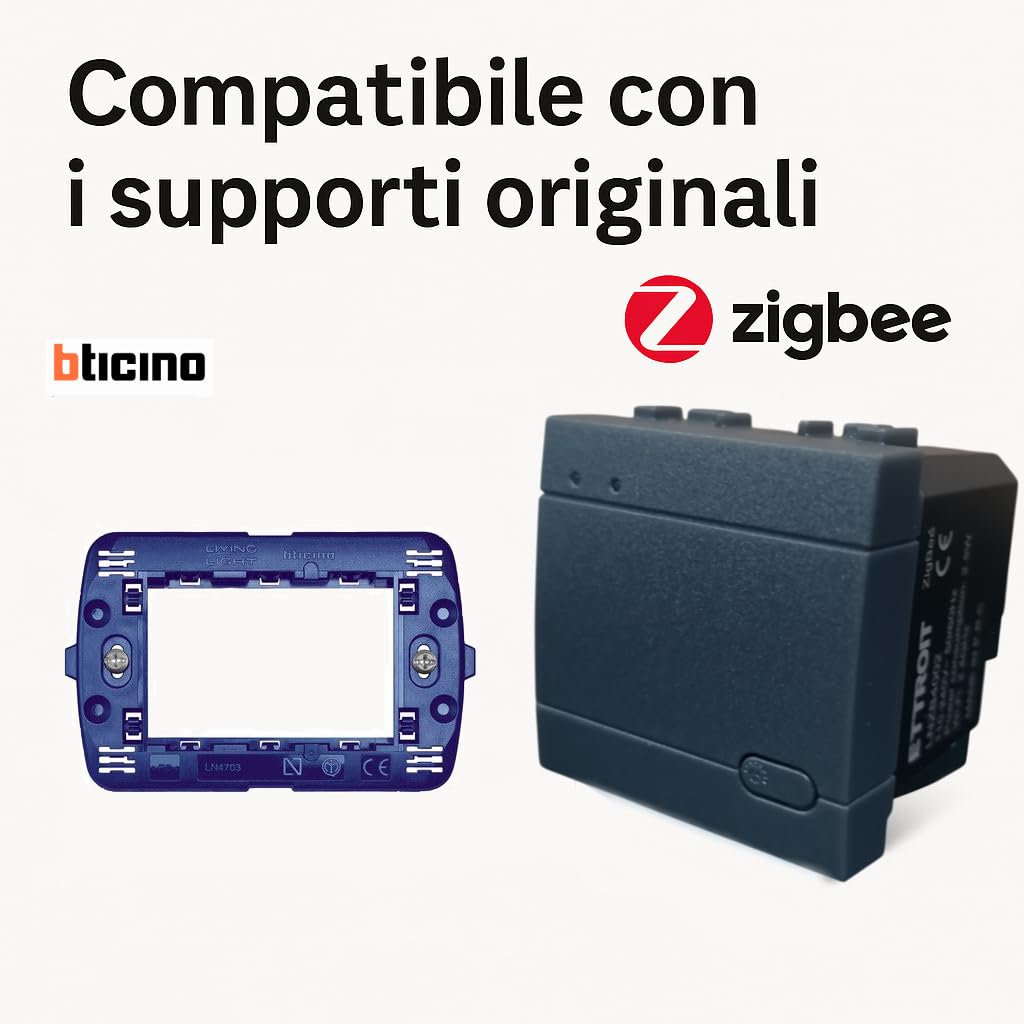 Gateway zigbee smart Wifi frutto modulo ad incasso compatibile con supporti Bticino Living Nero