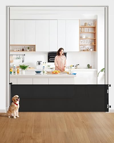 Miniatura 13 de Puerta retráctil para bebés para escaleras – 33" de alto, se expande hasta 55" de ancho – Puerta de seguridad para bebés, niños pequeños, perros y