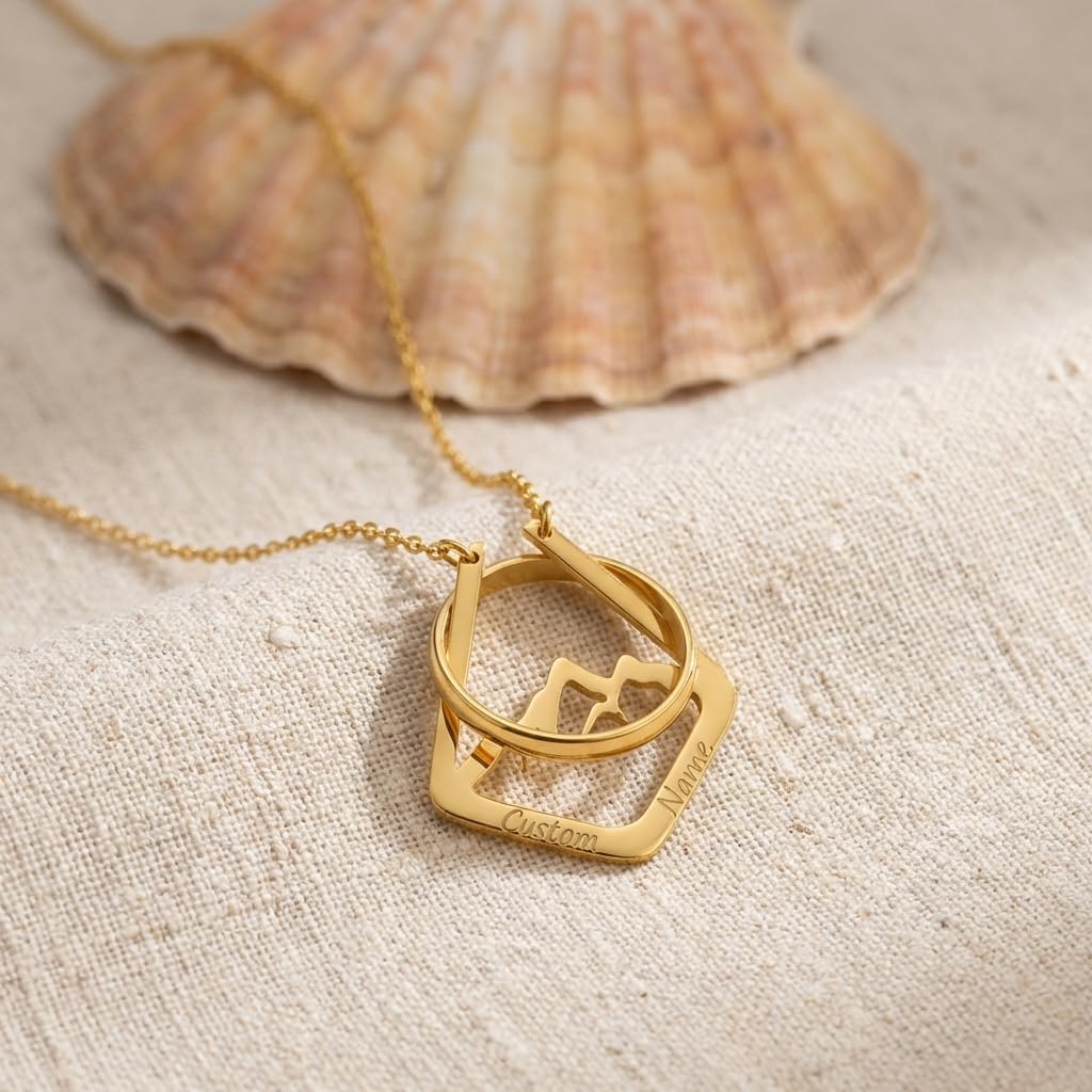 Ring Holder Necklace for Women Dainty Mountain Ring Keeper Pendant Memorial & Engagement Wedding 14K Gold Plated, Silver, Rose Valentines Day Gifts