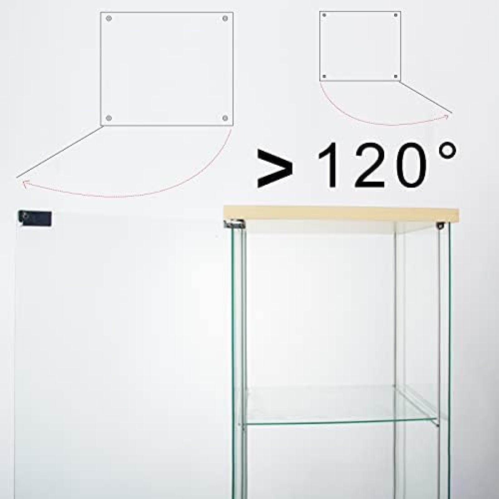 Szklana witryna Półki szklane Witryna 4 półki z drzwiami Stojąca półka na książki Ciekawostka Do salonu Sypialnia Biuro 64 "X 17" X 14,5" Naturalne drewno,Biały