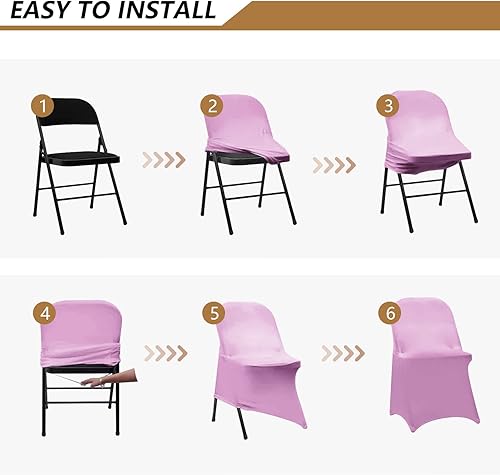 Miniatura 5 de ManMengJi Fundas para sillas plegables de elastano, 6 unidades, color lavanda, fundas universales para sillas ajustables para bodas, fiestas,