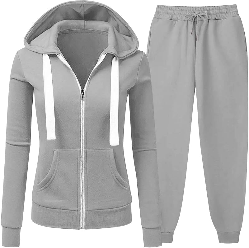 Two Piece Outfits for Women Tracksuit Sweat Suits Zip Up Hoodie Workout Jogging Sets Tracksuit Loungewear Fall Pockets