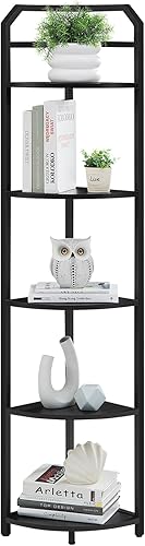 Miniatura 8 de Estantería esquinera industrial de 5 niveles, estante esquinero independiente con marco de metal, soporte de esquina abierto para plantas para