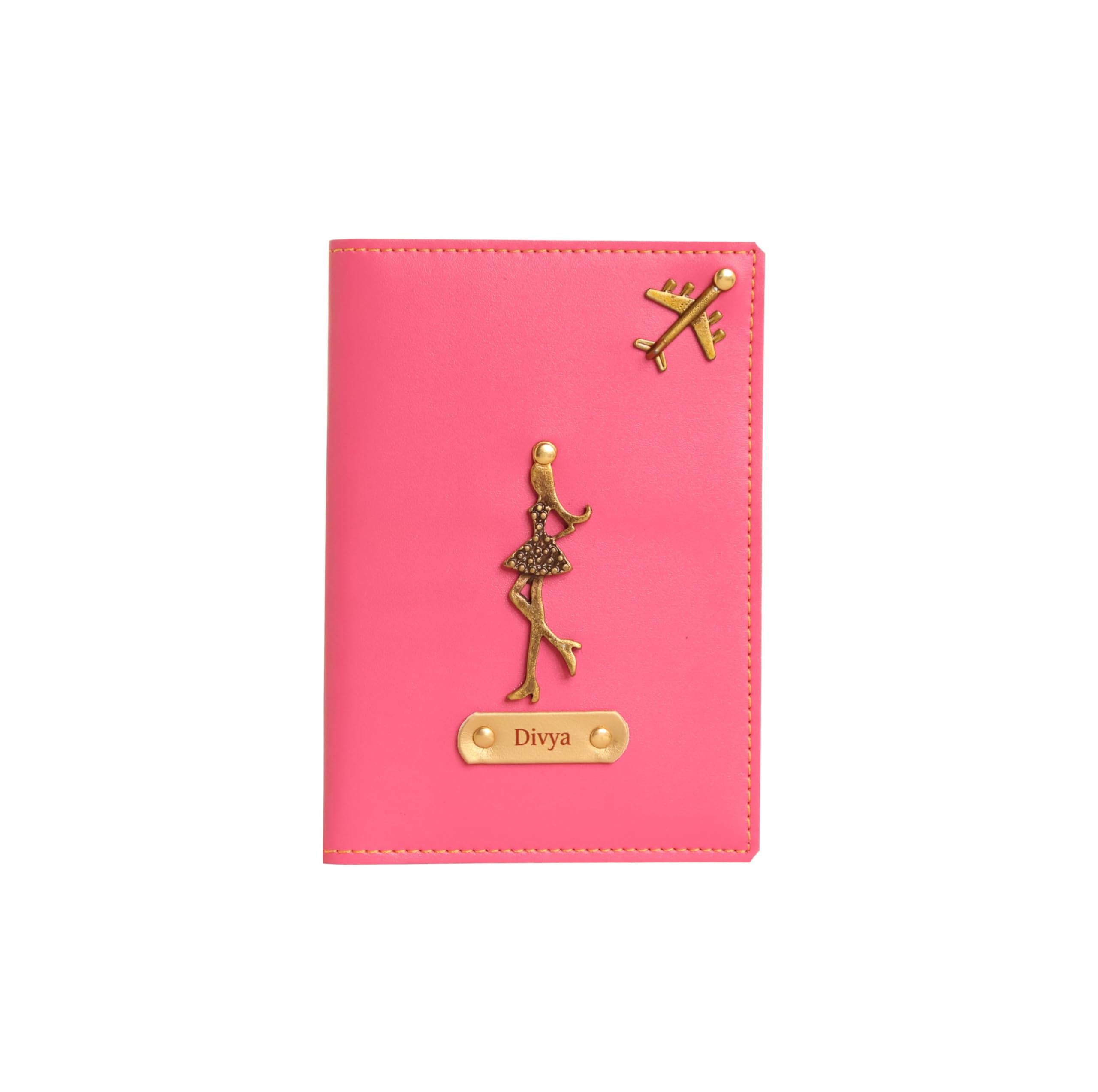 Men's Personalized Passport Cover Holder I Customized PU Leather Travel Accessories Organizer with Name & Charm I Unique Gift for Birthday Anniversary Men Boy Love Husband - Pink-image-27