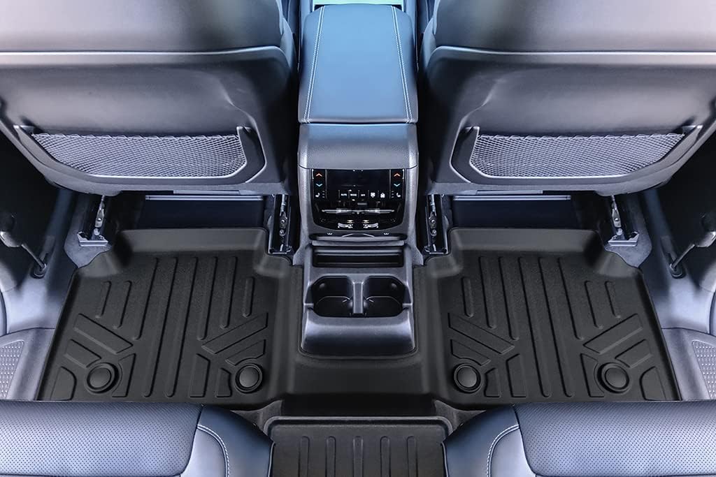 SMARTLINER All Weather Custom Fit Black 3 Row & Cargo Liner Behind The 3rd Row Floor Mat Liner Set Compatible with 2021-2023 Jeep Grand Cherokee L with 2nd Row Bucket Seats with Center Console