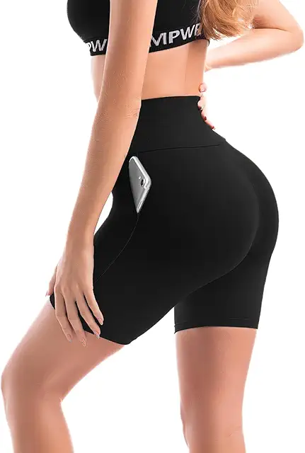 Women's High Waist Yoga Shorts with Pockets for Fitness & Cycling