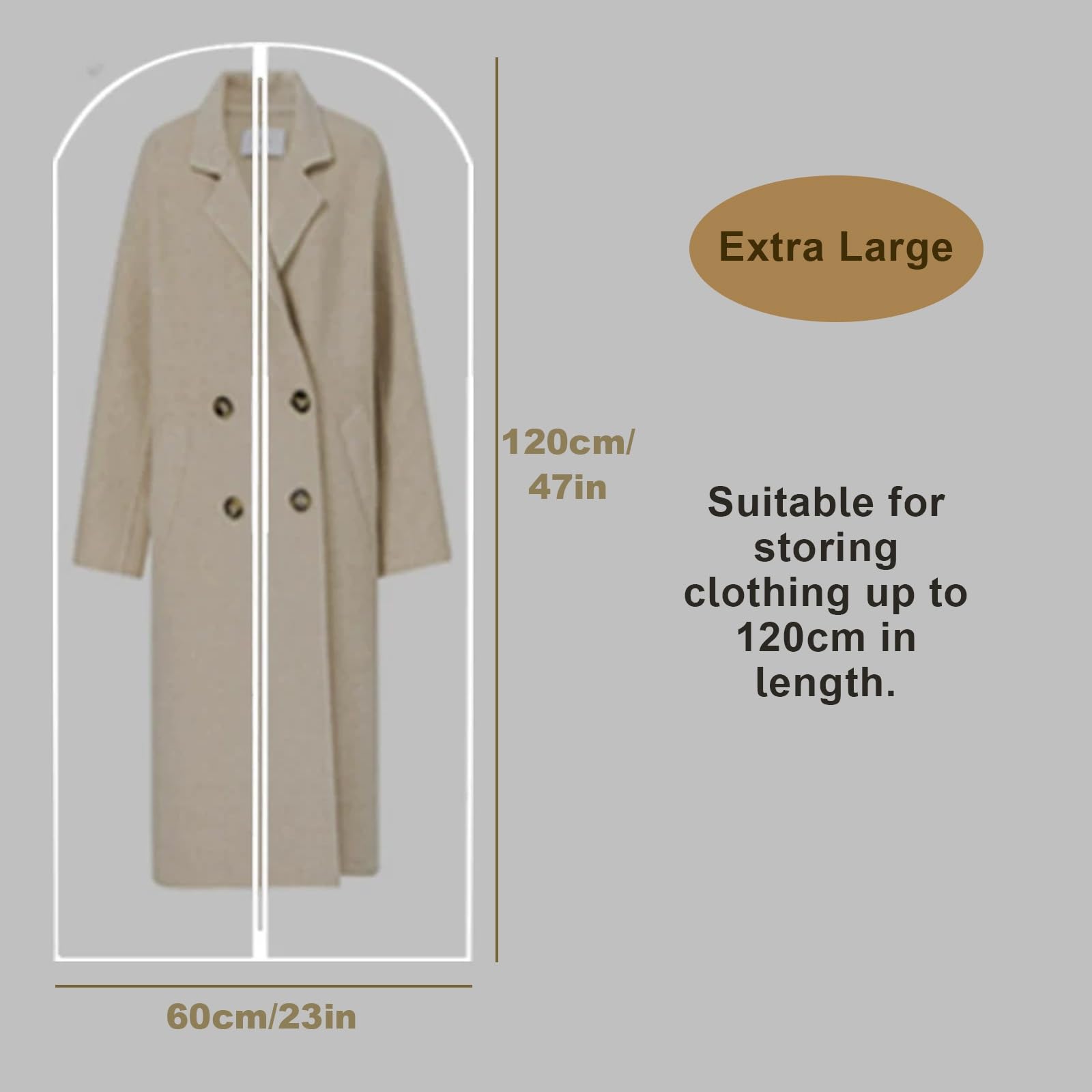 10er Pack Kleidersack Anzug Kleidersäcke mit Reißverschluss Halbtransparentem EVA Material zur Aufbewahrung von Kleidern und Trenchcoats(60 * 120cm/23 * 47in)