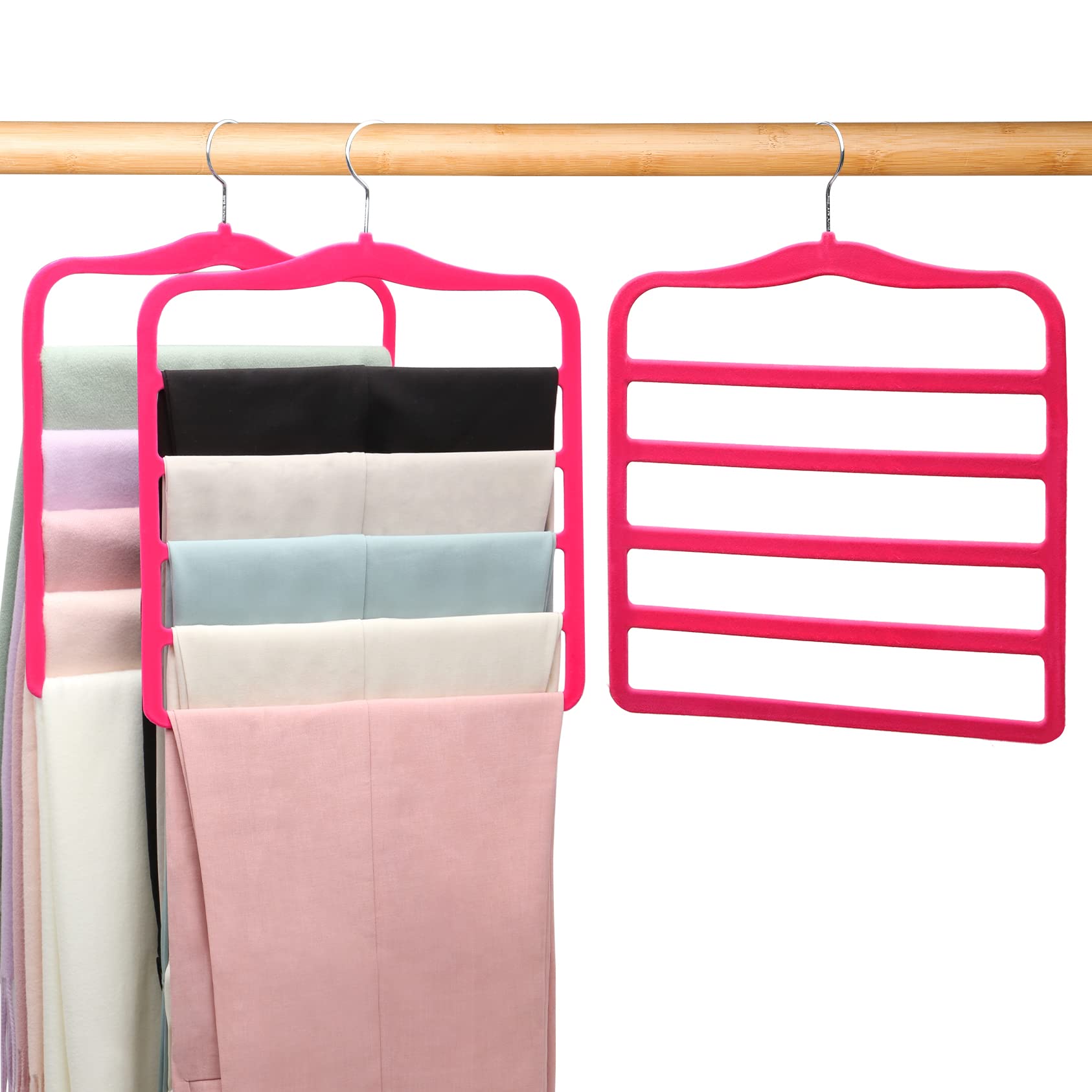 Hosenbügel aus Samt, platzsparende Schrank-Organizer, rutschfeste Jeans-Kleiderbügel für Hosen und Schals, 3 Stück