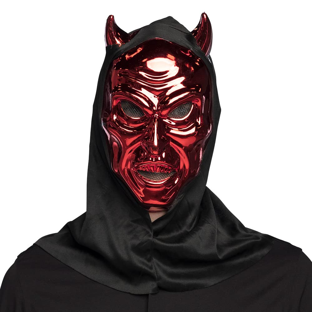 Boland - Mirrored mask with hood, horror mask for carnival, accessory for fancy dress costumes, Halloween mask