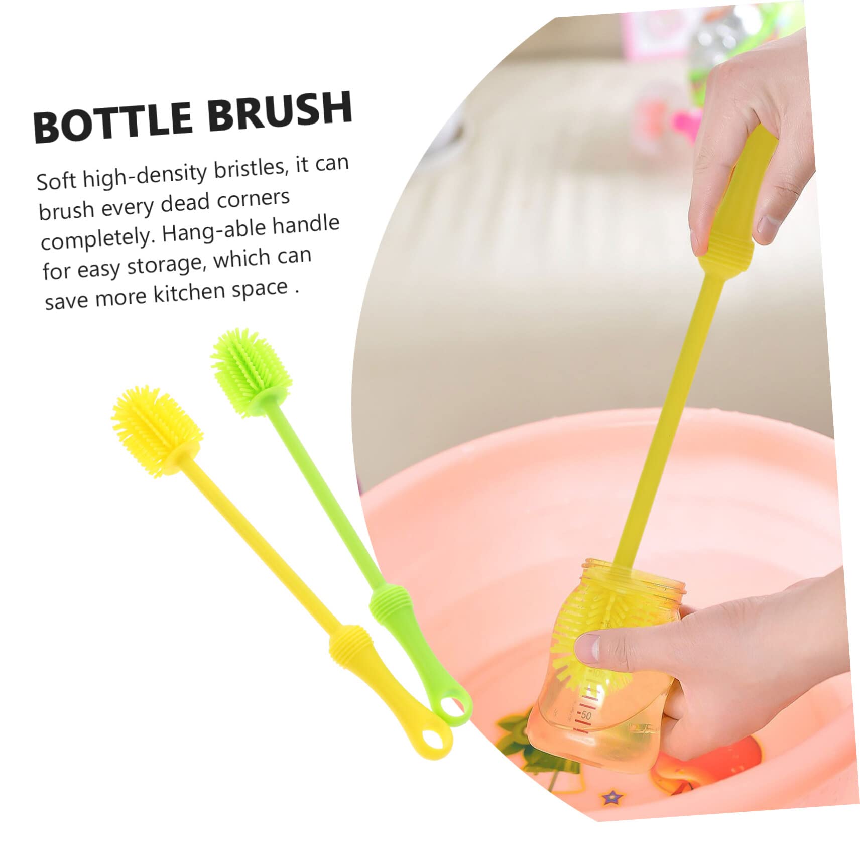 KOMBIUDA 6stücke Silikon Flaschenbürste Für Trinkflaschen Ergonomischer Griff Reinigung - Farbkombination Für Einfache Flaschenpflege