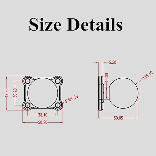Miniatura 7 de BRCOVAN 2 unidades, base de montaje de bola de 1.5 pulgadas con placa cuadrada de 4 agujeros AMPS de aleación de aluminio, compatible con soportes