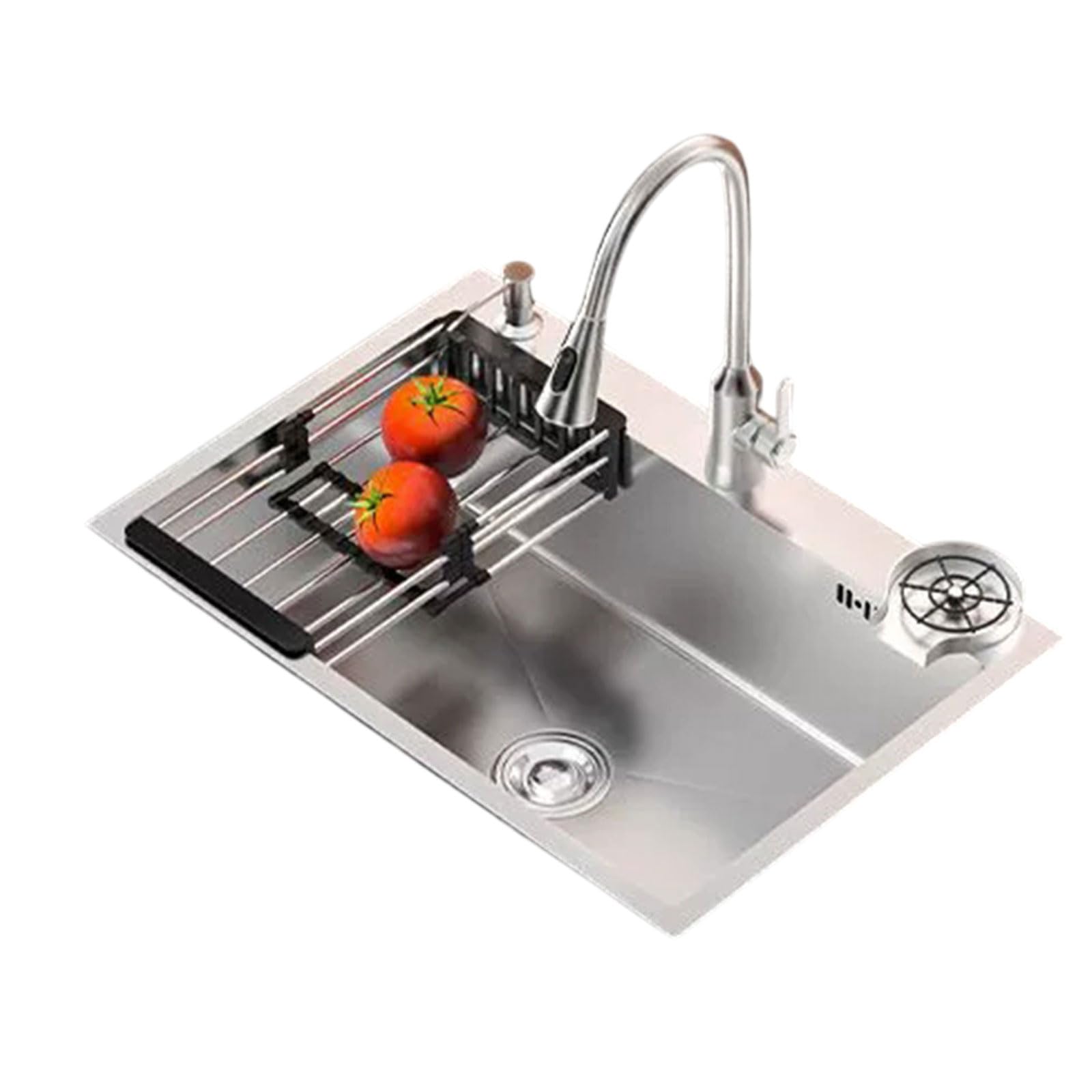 Fregadero de cocina de acero inoxidable 45x40 cm con escurridor y desagüe completo