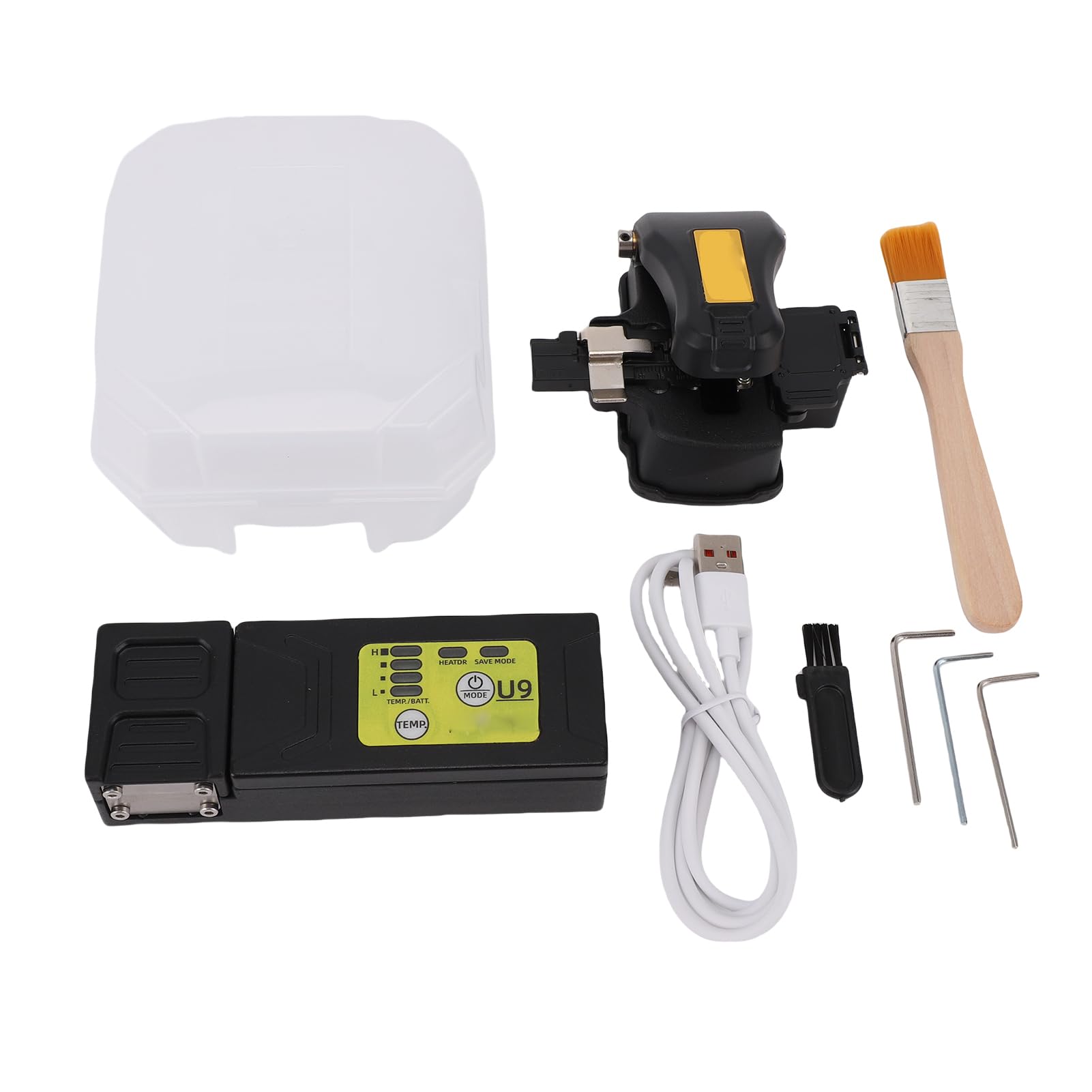 Topiky Pelacables Térmicos de Fibra óptica Recargable, Kit de Empalmadora de Fusión de Fibra óptica con Soldadura en Frío y Fusión en Caliente Automática con Batería de 2500 MAh, Pelado Simultáneo
