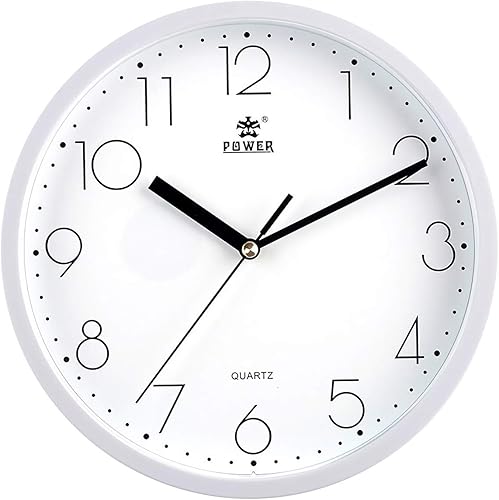 Miniatura 24 de LAIGOO Reloj de pared moderno de 10 pulgadas, decorativo, sin tictac, movimiento de cuarzo silencioso, funciona con pilas, reloj analógico redondo