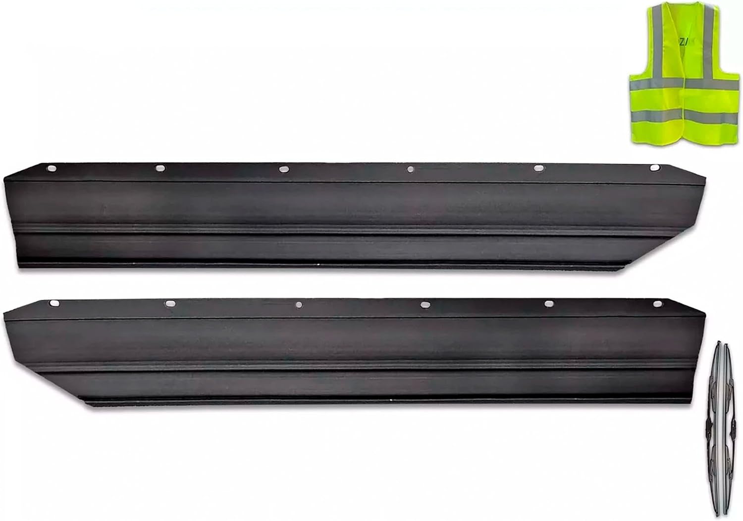 KOZAK Front Step Fairing Panel Extension Set (Left Driver Side and Right Passenger Side) compatible with Volvo VNL 2018 and newer PLUS Logo Emblem with Stipe, 2x 22" Windshield Wipers and Vest