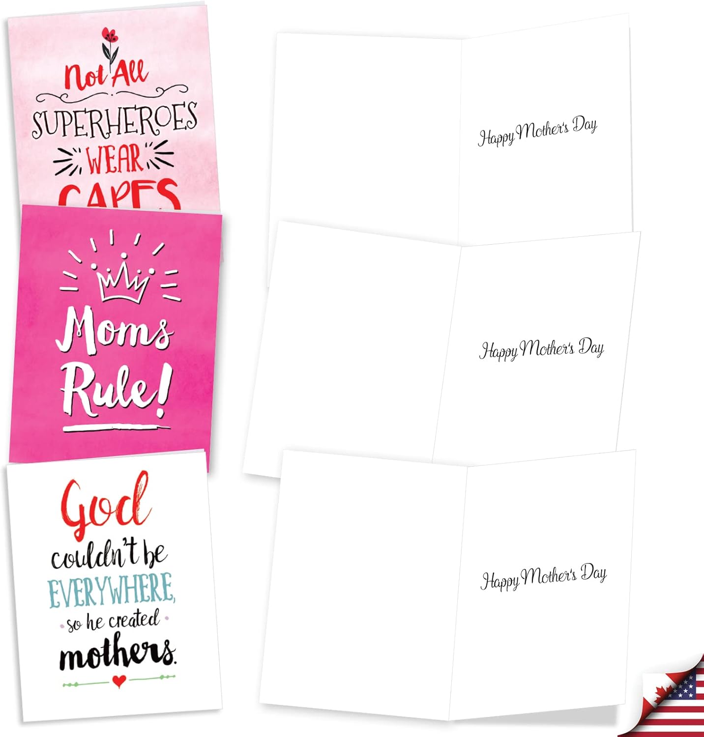 The Best Card Company 36 Assorted Mother's Day Notecards Bulk Box Set 4 x 5.12 Inch w/Envelopes (12 Designs, 3 Each) Greeting Card Pack for Daughter, Girlfriends - Mom Notes AM3138MDG-B3x12