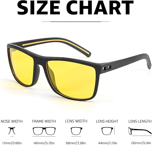 Miniatura 6 de Myiaur Gafas de conducción de visión nocturna para hombre, lentes polarizadas antideslumbrantes amarillas para noche con protección UV400